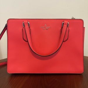 Kate Spade - large zip top satchel in stoplight red